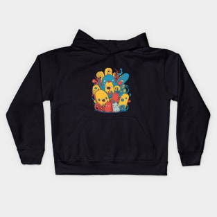 funny octopus cartoon Kids Hoodie